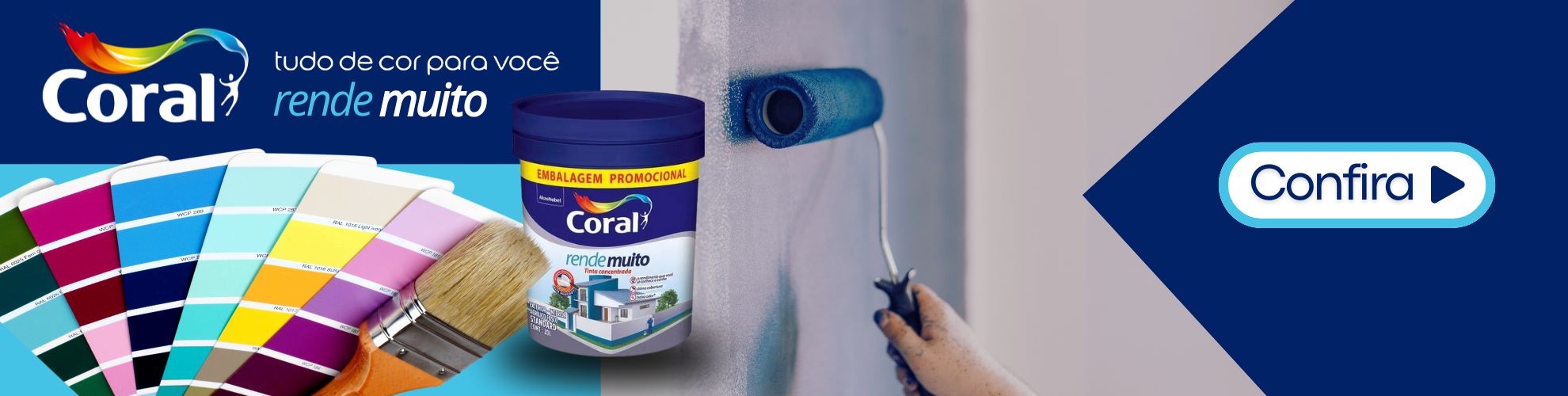 Tinta Coral Rende Muito e aplicação de tinta na parede com rolo.